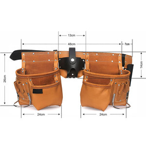 Professional Leather <b>Tool</b> <b>Belt</b> With Multiple Pockets And Metal Clips For Craftsmen - Product Image 5