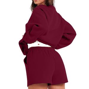 Conjuntos de verano 2026 para mujer, conjuntos de 2 piezas para mujer, sudadera y conjunto corto, sudadera de gran tamaño, pantalones cortos, chándal, ropa - Product Image 2