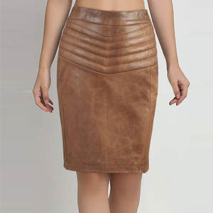 Vente en gros Nouveautés 2026 Jupes mi-longues de luxe en similicuir PU taille haute pour femmes - Product Image 1