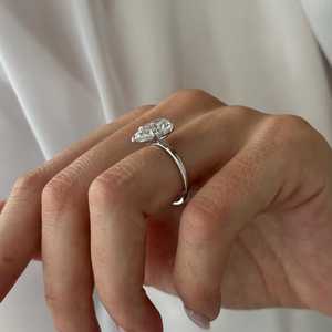 3ct Elongated Pear Cut Lab Grown Diamond Solitaire <b>Ring</b> , F VS1 Diamond <b>Thin</b> Two Tone Engagement <b>Ring</b> , IGI Certified - Product Image 5