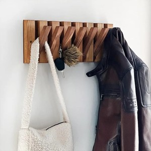 Colgador de Pared Plegable de Madera Premium con 7 Ganchos, Organizador Multiusos para Ahorrar Espacio, para Hogar, Oficina, Cocina y Baño - Product Image 3