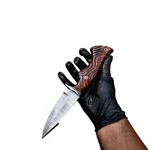 Couteau de chasse Damas d'extérieur avec manche en bois gravé, lame fixe de qualité supérieure, pour le camping et le bushcraft - Product Image 6