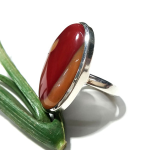 Natural Mookaite Jasper <b>Ring</b> Handmade Oval Cabochon Gemstone <b>Ring</b> Adjustable Silver Plated Statement <b>Ring</b> for Women - Product Image 3