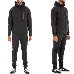 Ensemble de survêtement à capuche pour homme, couleur unie, polyester, tissu molletonné français, vêtements décontractés d'automne, respirant, jogging tricoté - Product Image 2