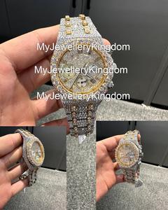 Montre mécanique automatique de luxe pour homme en moissanite VVS, boîtier résistant à l'eau 10 bars, cadran en verre, bracelet en acier inoxydable – Meilleures ventes - Product Image 1