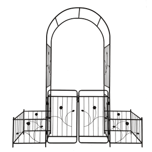 Arco da Giardino in Metallo Nero 79.5 L x 86.6 H con Cancello, Supporto per Piante Rampicanti, Traliccio per Rose e Recinzione - Product Image 2