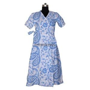 100% coton fait à la main Bikini couvrir Caftan vêtements de nuit pour les femmes bloc imprimé été peignoir court caftan meilleur cadeau pour elle - Product Image 6