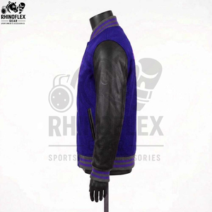 Blouson universitaire vintage personnalisable en cuir pour homme avec broderie en chenille de laine, manches vierges à lettres de baseball, blouson d'hiver style Letterman - Product Image 3