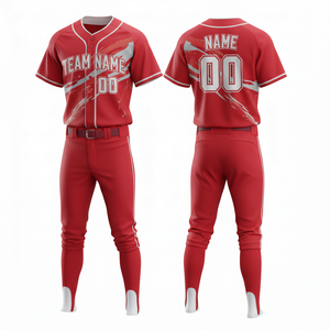 Uniforme de Béisbol Personalizable y Transpirable con Cuello en V, Pantalones y Camiseta de Alta Calidad con Estampado Sublimado - Product Image 5