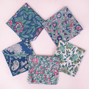 Handmade Floral Block Printed Cotton Multi-Colour Bandana Eco-Friendly Breathable <b>Tie</b> <b>Back</b> Head Wrap Stylish Unisex Square Scarf - Product Image 3