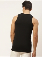 Camiseta sin mangas negra para hombre con estampado Rasta 'Las montañas te llaman', cuello redondo, estilo casual, de algodón transpirable, con logo frontal