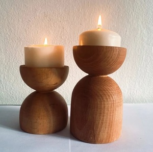 Juego de Portavelas Redondos de Madera para Decoración del Hogar, Soporte de Madera Hecho a Mano con Velas de Té - Product Image 1