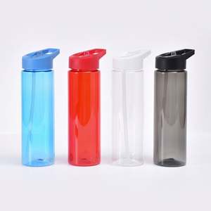 Botella de agua transparente de plástico de 700 ml, a prueba de fugas, ligera, con pajita abatible. - Product Image 4