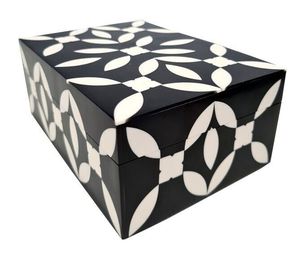 Handmade Abstract Bone Inlay Jewelry <b>Box</b> with Wooden Interior <b>Storage</b> Luxury Mosaic Bone Inlay <b>Storage</b> <b>Box</b> <b>Black</b> White Jewelry - Product Image 3