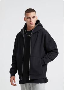 2025 Jacket Sweatshirts <b>Men</b> <b>Zip</b> <b>Up</b> <b>Hoodies</b> Jacket Retro Long Sleeve Oversized <b>Black</b> Hooded Sweatshirt Coats - Product Image 3