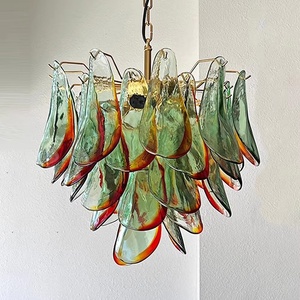 Art Deco aydınlatma armatürü cam <span class=keywords><strong>Petal</strong></span> yeşil kırmızı asılı lamba için asma tavan ışığı yemek masası Vintage avize - Product Image 1