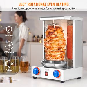 2 bruciatori a Gas per cucina commerciale in acciaio Shawarma Grill Machine 13 libbre di capacità di pollo fornello verticale giroscopio per polli - Product Image 5