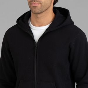 Sweat à capuche classique noir en polaire de qualité supérieure, à demi-zip, brodé, coupe régulière pour homme, vêtement décontracté - Product Image 3