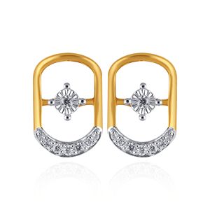 Chic Double Arc Diamond Studs 18K Yellow Gold <b>Square</b> <b>Frame</b> Stud Earrings Round Cut Lab Grown Diamond Fine Jewelry for Women - Product Image 1