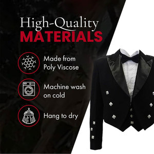 Prince Charlie <b>Jacket</b> & Vest, Formal Scottish Kilt <b>Jacket</b> for Men, with Elegant Vest & Stylish <b>Silver</b> Button Accents - Product Image 4