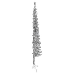 Semi-sapin de Noël artificiel élancé de 59,1 pouces de hauteur en PVC argenté et acier, décorations de fêtes élégantes - Product Image 2