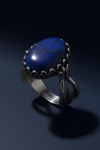 Handmade Sterling Silver Lapis Lazuli <b>Ring</b> Tulip Motif Boho Vintage Gemstone Statement <b>Ring</b> For Women - Product Image 6