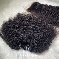 Birman Bouclés 200g Naturel Noir Qualité Brute Extension de Cheveux Humains 5x5 Correspondant Fermeture Vietnam Super Double Dessiné Trame Bundle HD