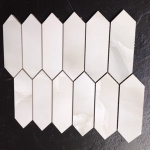 Carrelage mosaïque hexagonal vitrifié pleine masse 73 mm (3 po) finition mate et brillante blanc neige - Product Image 1