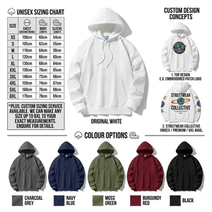 Vente en gros de sweats à capuche personnalisés vierges, épais, à enfiler, blanc uni, coupe oversize pour le streetwear - Product Image 6