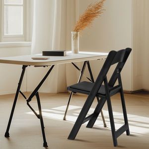 4 Pack Comfortable Resin Folding Chairs with Padded Seat Indoor and Outdoor Home Event Party Picnic School for Home and Events - Product Image 2