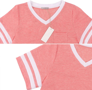 Wholesale High Quality Women Summer Tops Tee Shirts Casual Outdoor Fashion Clothing Short Sleeve Striped <b>Tshirts</b> - Product Image 6