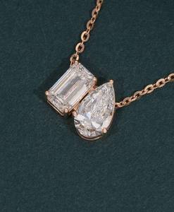 จี้เพชรทรงเหลี่ยมมรกต 2.00 กะรัต เพชรเลี้ยงในห้องปฏิบัติการ ทองคำกุหลาบ 14K สร้อยคอจี้ ดีไซน์ทันสมัย ของขวัญสำหรับงานหมั้นและงานแต่งงาน น้ำหนักเบา หรูหรา ใช้ได้ทุกวัน - Product Image 1