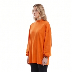 T-shirts décontractés pour femmes, style hip-hop, surdimensionnés, à manches longues, tricotés, col haut, coupe ample, style streetwear, t-shirts pour femmes, à porter au quotidien - Product Image 3