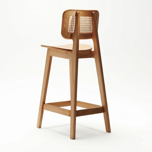 Farmhouse Style Premium Teak Wood Rattan <b>Bar</b> Chair with Fixed Armrest Modern Design Natural Finish Commercial Use <b>Bar</b> Furniture - Product Image 3
