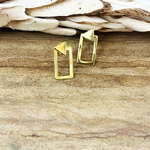 Unique New Design Geometric Triangle <b>Stud</b> <b>Earrings</b> Minimal Brass Jewelry <b>Mens</b> 18K Gold Plated Rectangle Dainty Wholesale OEM ODM - Product Image 6