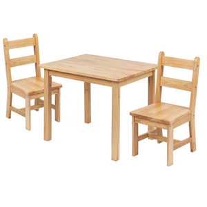 Ensemble 3 pièces en bois massif bon marché table et chaises de fête en bois pour enfants pour tout-petits et enfants d'âge préscolaire pour salle de jeux ou cuisine - Product Image 1