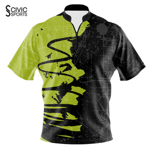 Wholesale Custom 100% Polyester Fabric Quick Dry Sublimation Zipper Bowling Polo <b>Shirts</b> Competition Dart <b>Shirts</b> - Product Image 3