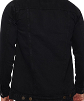 Chaqueta de Mezclilla Negra para Hombre, Cuello Camisero, Cierre de Botones, Corte Regular, Estilo Casual, Disponible Ahora para la Venta