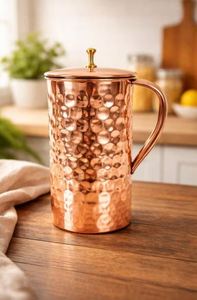 Copper jug set for luxury workspace hydration setup water serving metal set with <b>glasses</b> durable reusable kitchen dining drinkwa - Product Image 4
