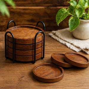 Sous-verres carrés en bois modernes, écologiques, résistants à la chaleur, faits à la main, pour table basse, vente en gros, sous-verres en bois pour la décoration - Product Image 4