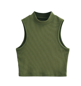 Chaleco Retro sin Mangas con Cuello Medio Alto para Mujer, Ajustado, Corto, de Cintura Alta, Ombligo Expuesto, Elástico Interior, Casual, de Verano - Product Image 3
