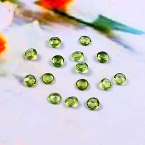 Lote al por mayor de gemas sueltas calibradas de peridoto natural de 6x6 mm, talla redonda rosa, base plana, para fabricación de joyas. - Product Image 3