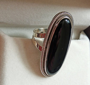 Black Onyx <b>Ring</b> Natural Onyx Gemstone 925 Silver Protection Stone <b>Ring</b> <b>Men</b> Women Jewelry - Product Image 2