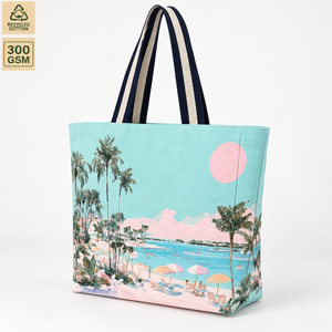 กระเป๋าผ้าแคนวาสสีขาวธรรมชาติสำหรับชายหาด พิมพ์ลายดิจิทัล ขนาด 40x40x15 ซม. รับทำโลโก้ตามสั่ง ขายส่ง OEM แบรนด์ส่วนตัว SNCH163AC Pr - Product Image 6