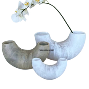 Vase de décoration moderne pour la maison, vase à fleurs double tube en résine de haute qualité, couleur blanche, pour table, pots à fleurs en résine - Product Image 4
