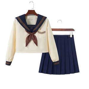 ชุดเครื่องแบบนักเรียนญี่ปุ่นพร้อมสเวตเตอร์ถักสำหรับฤดูใบไม้ผลิและใบไม้ร่วงชุดคาร์ดิแกน JK นักเรียนหญิงคอสเพลย์ - Product Image 1