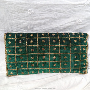 Pochette de soirée portable en velours fait main avec chaîne perlée, sac à main de créateur brodé de luxe pour mariage, mode nuptiale personnalisée - Product Image 5