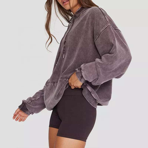 Sweat à capuche numérique surdimensionné en polaire écologique, couleur unie, avec poches, respirant, unisexe, longueur standard, tricoté pour l'hiver - Product Image 5