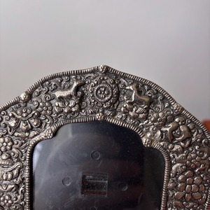 Handmade Zinc Photo <b>Frame</b> <b>with</b> Embossed Ornate Design Irregular Shape Vertical Tabletop Metal <b>Frame</b> - Product Image 3