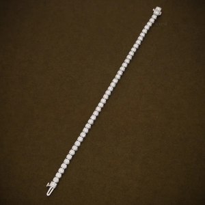 Pulsera de Diamantes Redondos Clásica, Pulsera de Diamantes Brillantes en Línea, Regalo de Aniversario de Bodas, Joyería Fina - Product Image 2